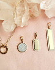 Engravable Diamond Dog Tag Charm in Solid 14K Gold - Camille Jewelry