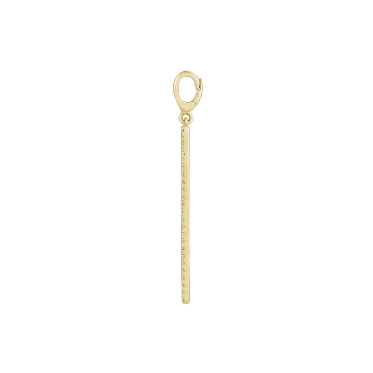 Engravable Gold Bar Charm with Natural Diamonds in Solid 14K Gold - Camille Jewelry