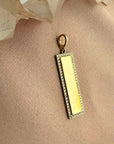 Engravable Gold Bar Charm with Natural Diamonds in Solid 14K Gold - Camille Jewelry