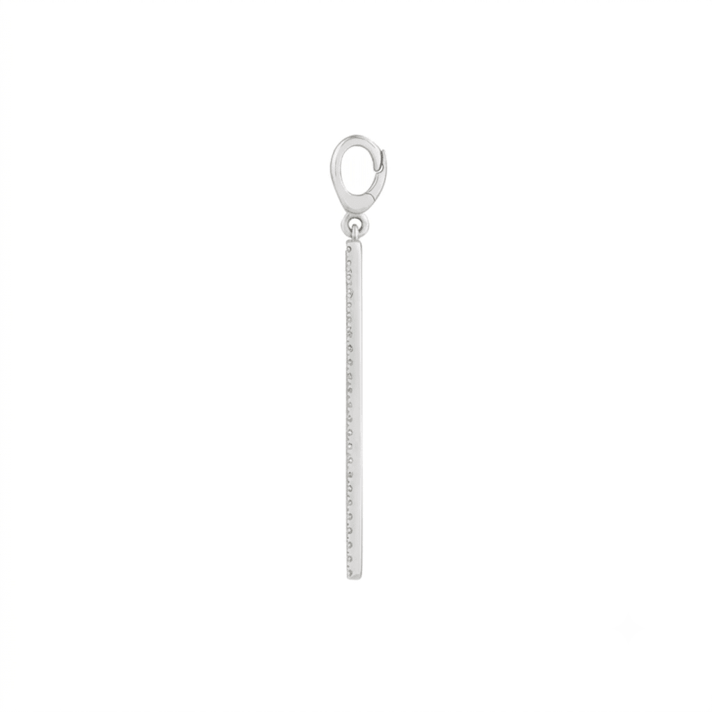 Engravable Gold Bar Charm with Natural Diamonds in Solid 14K Gold - Camille Jewelry