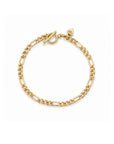 Figaro chain bracelet in 14K gold filled, 2.5mm gauge, with toggle closure on a white background by Camille Jewelry