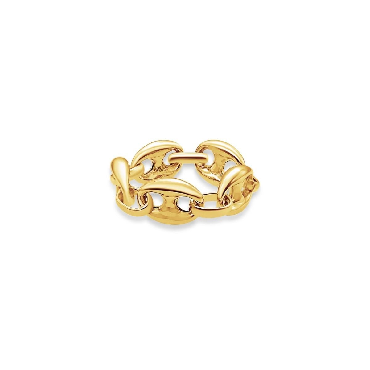Flexible Gold Mariner Chain Ring in 14K Yellow Gold, Camille Jewelry