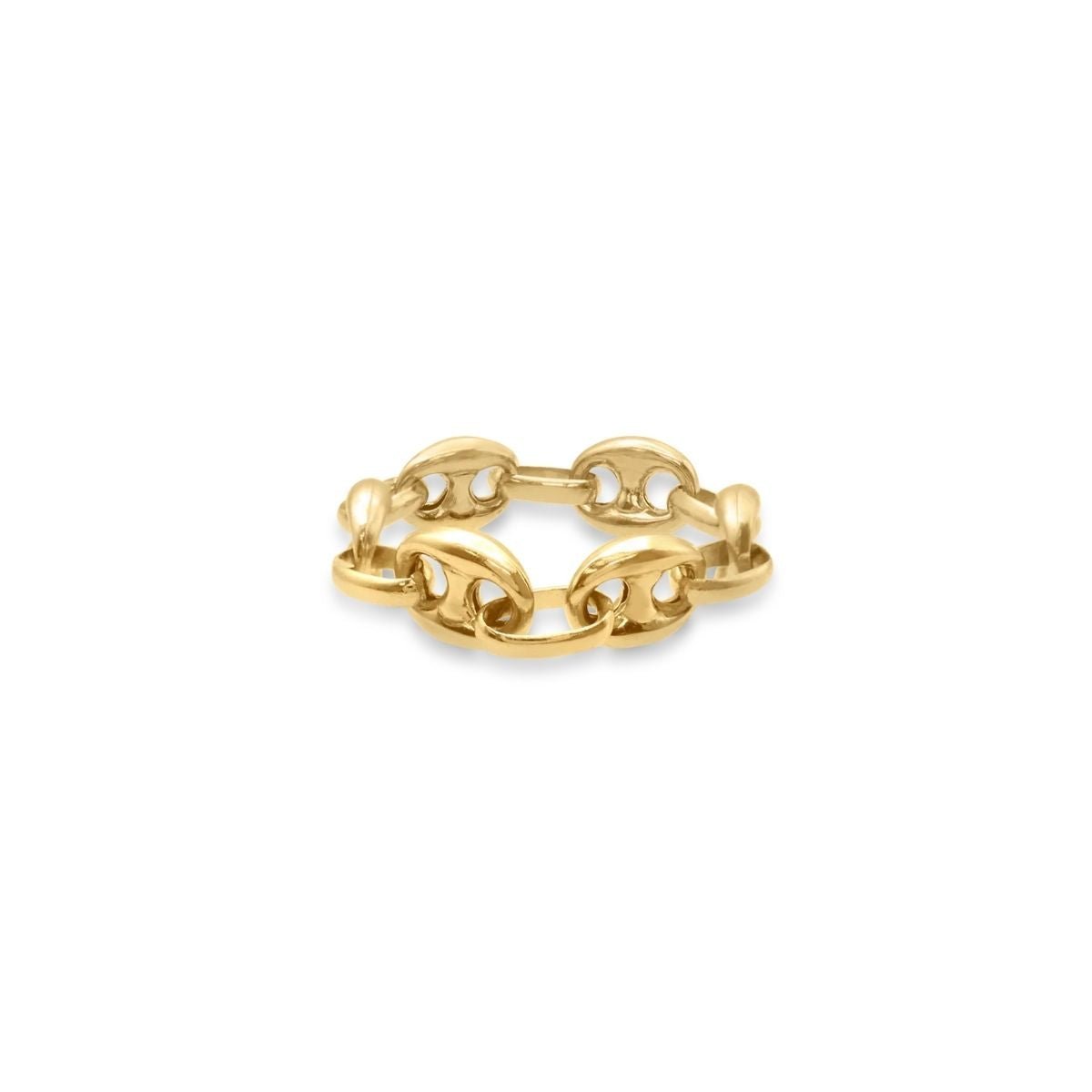 Flexible Gold Mariner Chain Ring in 14K Yellow Gold, Camille Jewelry
