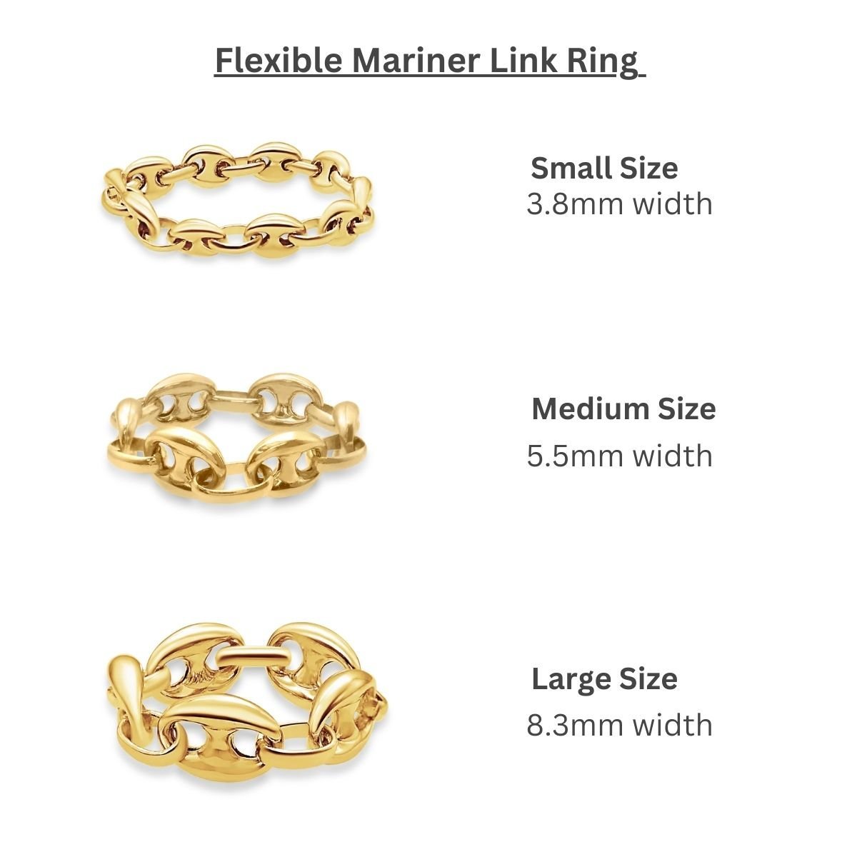 Flexible Gold Mariner Chain Ring in 14K Yellow Gold, Camille Jewelry