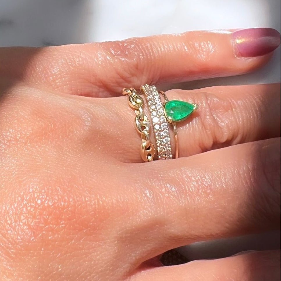 Flexible Gold Mariner Chain Ring in 14K Yellow Gold, Camille Jewelry