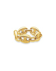 14k yellow gold flexible Mariner Chain Ring 8.3mm gauge on a white background - Camille Jewelry