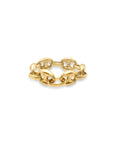 14k yellow gold flexible Mariner Chain Ring 5.5mm gauge on a white background - Camille Jewelry