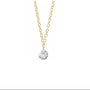 14K yellow gold floating Drilled Diamond Necklace on a white background- Camille Jewelry