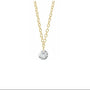 14K yellow gold floating Drilled Diamond Necklace on a white background- Camille Jewelry