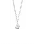 14k white gold floating Drilled Diamond Necklace on a white background- Camille Jewelry