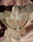 Gemstone Bead Necklace with Gold Figaro Chain – Vibrant Tourmaline & Pearls - Camille Jewelry