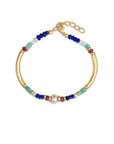 Gemstone Beaded Bracelet in 14K Gold Filled with Lapis, Pearl and Opal - Camille Jewelry