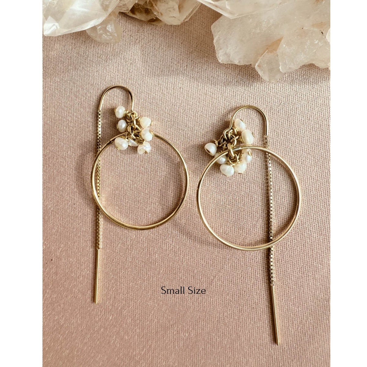 Gemstone Threader Hoop Earrings in 14K Gold Filled - Camille Jewelry