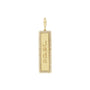 A gold rectangular pendant with a pavé border and the name 'Jada' vertically engraved in the center, shown on a plain white background.