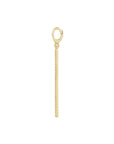 A gold-plated bar pendant charm with a textured surface and a loop at the top, shown vertically on a plain white background.