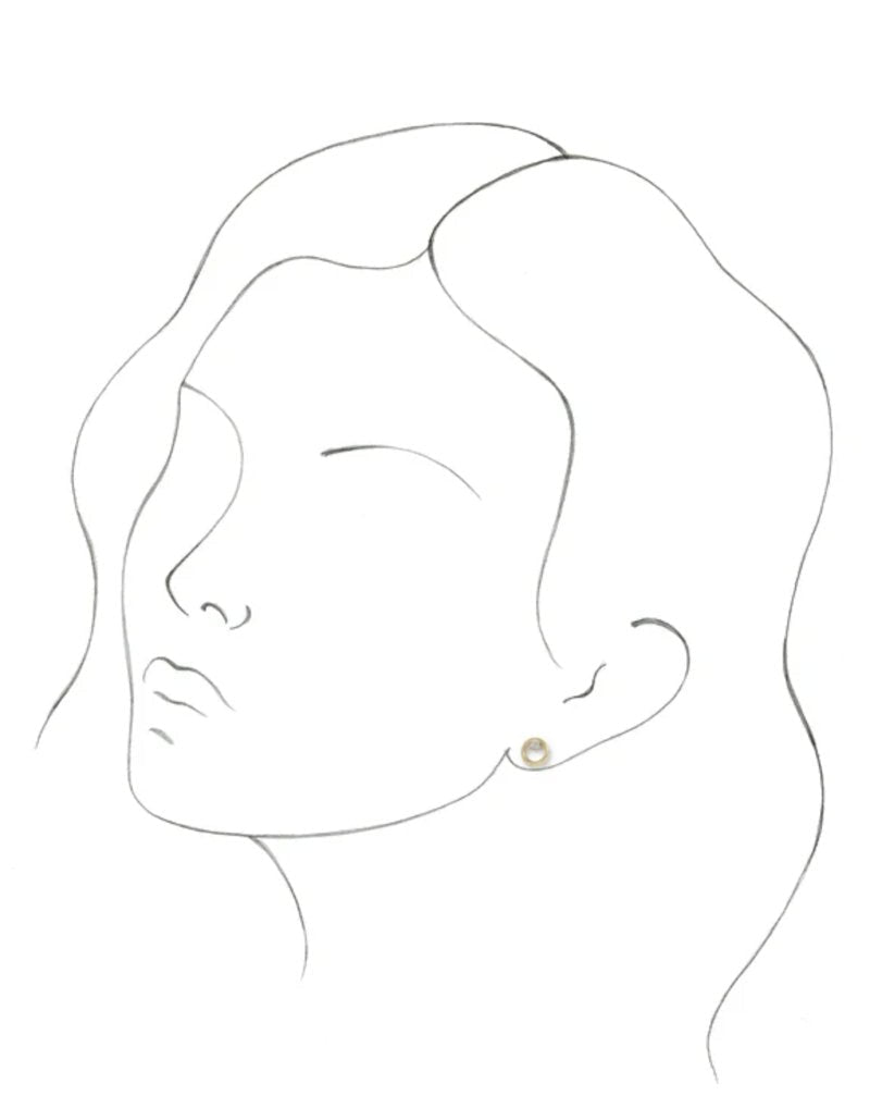14k gold Diamond Accent Circle Stud Earrings on a sketch image - Camille Jewelry