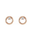14k rose gold Diamond Accent Circle Stud Earrings on a white background - Camille Jewelry