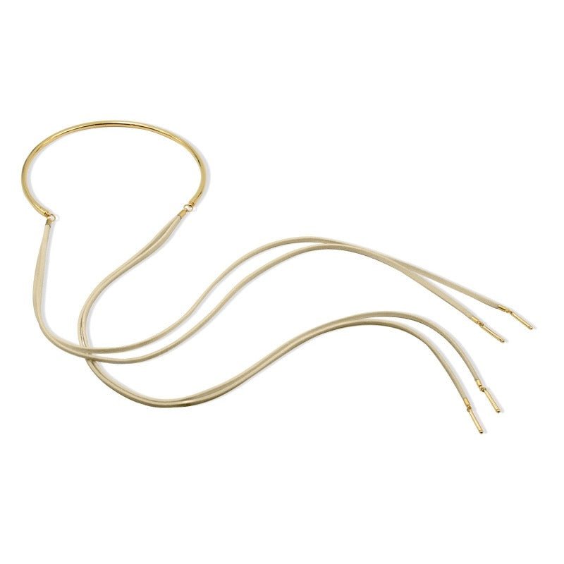 Gold Collar Suede Scarf Necklace ( Multiple Colorways) - Camille Jewelry