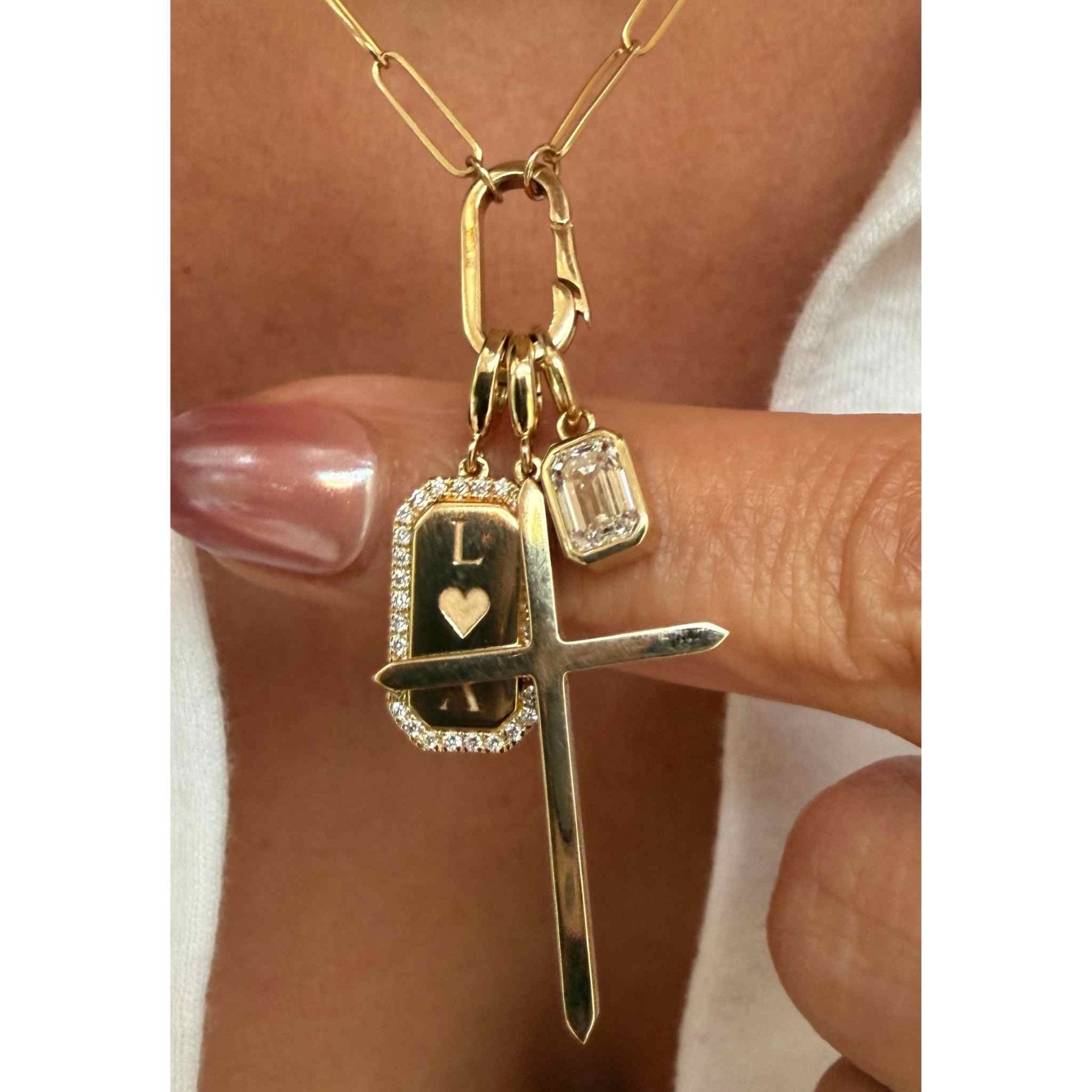 Gold Cross Charm in Solid 14K Gold - Camille Jewelry