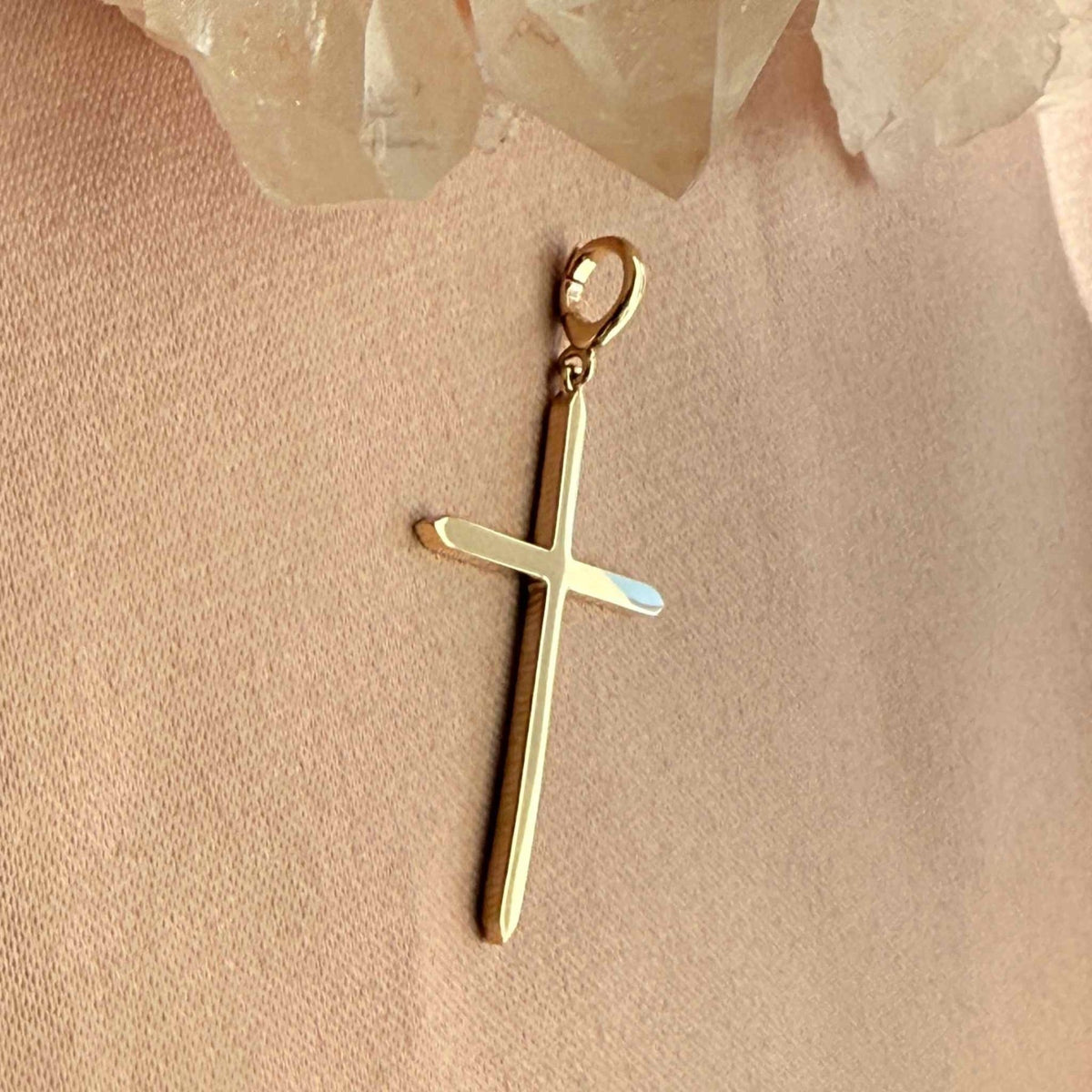 Gold Cross Charm in Solid 14K Gold - Camille Jewelry