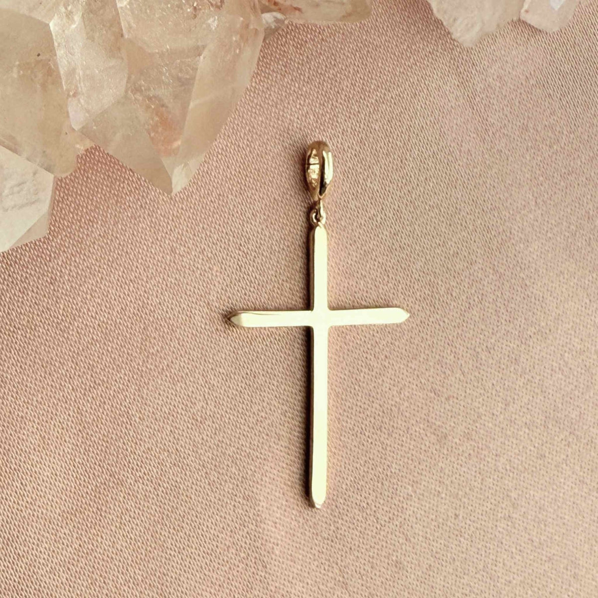 Gold Cross Charm in Solid 14K Gold - Camille Jewelry