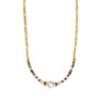 Gold filled Beaded Necklace with Gold Figaro Chain – Tourmaline & Pearls - Camille Jewelry