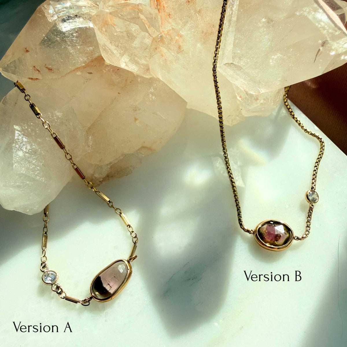 Gold Filled Bracelet with Organic Rosecut Tourmaline - Camille Jewelry