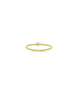 Gold Filled textured wire band ring with a bezel set cz stone on a white background by Camille Jewelry