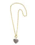 Gold Filled Druzy Quartz Heart Necklace oon a white background|- Camille Jewelry