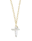 Gold Filled Freshwater Pearl Cross Necklace On White Background by Camille Jewelry