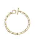 Gold Filled Large Elongated Curb Chain Bracelet With Toggle On White Background - Camille Jewelry