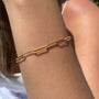 Gold Filled Paperclip Bracelet on models arm for display for Camille Jewelry