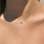 14K Yellow Gold Ethiopian Opal & Diamond Marquise Charm Necklace on model- Camille Jewelry