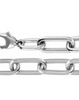 white gold paperclip closure on a white background by Camille Jewelry. 