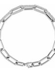 Gold Paperclip Bracelet 14K white gold with 1.5 CTW Lab diamonds on a white background by camille Jewelry.