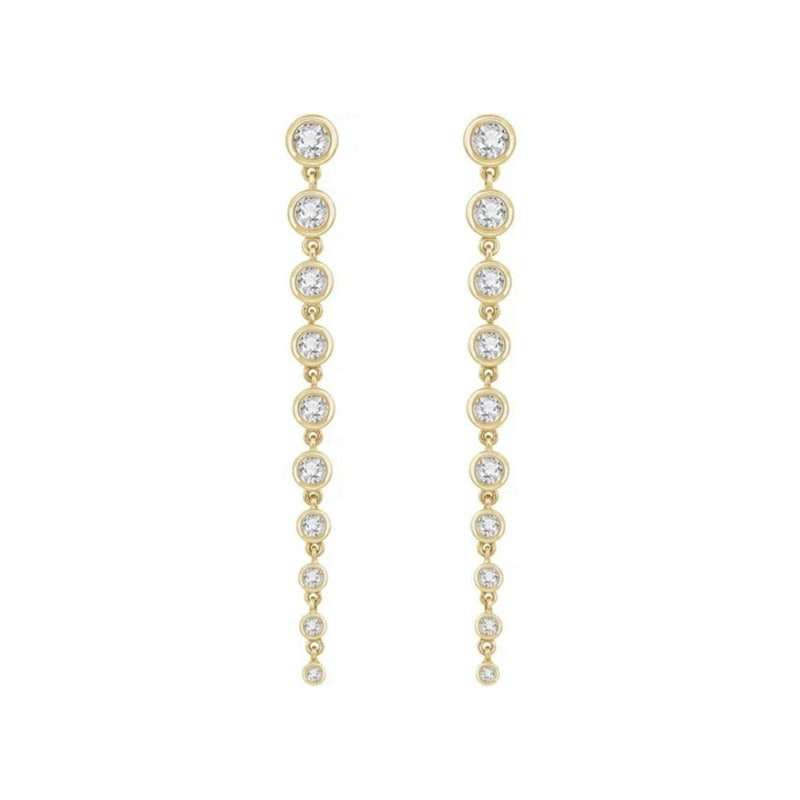 Graduated diamond dangle earrings in 14K gold, a Christmas gift for your wife or girlfriend by Camille Jewelry