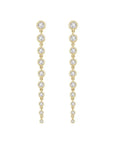 Graduated Diamond Dangle Earrings in 14K Yellow Gold On White background - Camille Jewelry