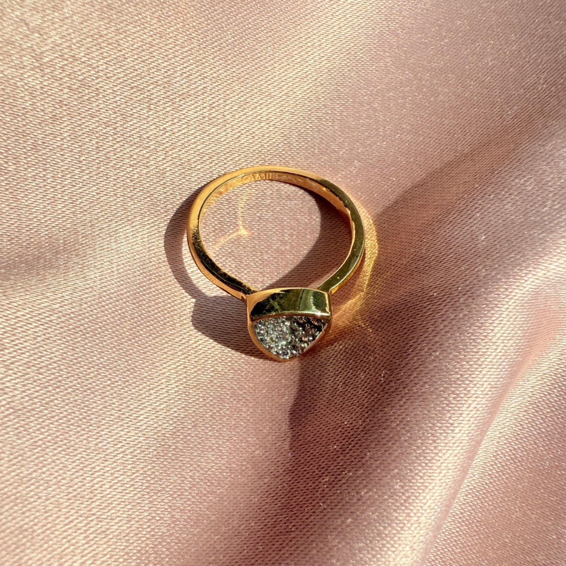 Gold & Silver Trillion Stackable Rings – Concave Pavé Everyday Bands - Camille Jewelry