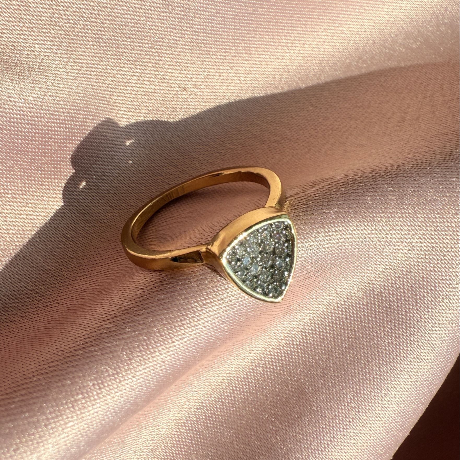 Gold & Silver Trillion Stackable Rings – Concave Pavé Everyday Bands - Camille Jewelry