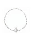 Gold toggle bracelet in 14K white gold with diamond set bar on a white background by Camille Jewelry