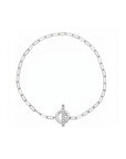 Gold toggle bracelet in 14K white gold with diamond set bar on a white background by Camille Jewelry