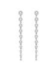 Graduated Diamond Dangle Earrings in 14K White Gold On White background - Camille Jewelry