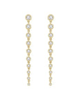 Graduated Diamond Dangle Earrings in 14K Yellow Gold On White background - Camille Jewelry