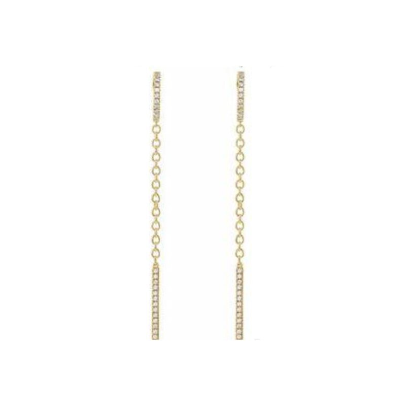 14K Yellow Gold Diamond Chain Hinged Hoop Earrings - Camille Jewelry