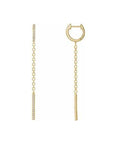 14K yellow gold Diamond Chain Hinged Hoop Earrings on white background - Camille Jewelry