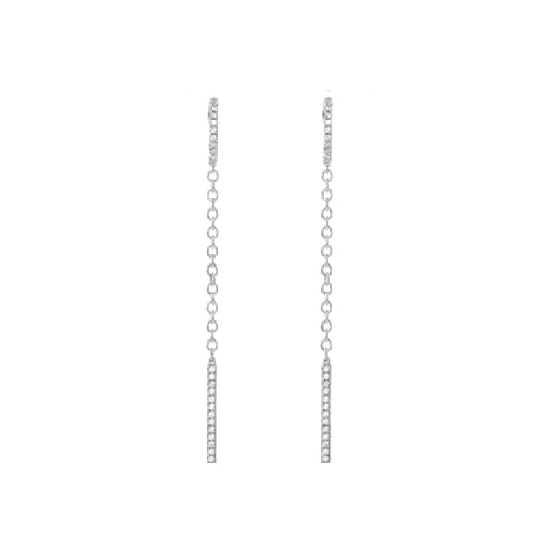 14k white gold Diamond Chain Hinged Hoop Earrings - Camille Jewelry