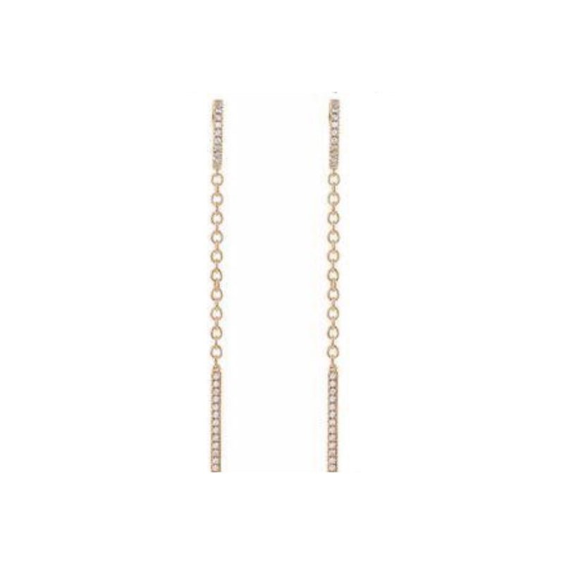 14K Rose gold Diamond Chain Hinged Hoop Earrings front view on white background - Camille Jewelry