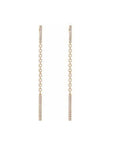14K Rose gold Diamond Chain Hinged Hoop Earrings front view on white background - Camille Jewelry