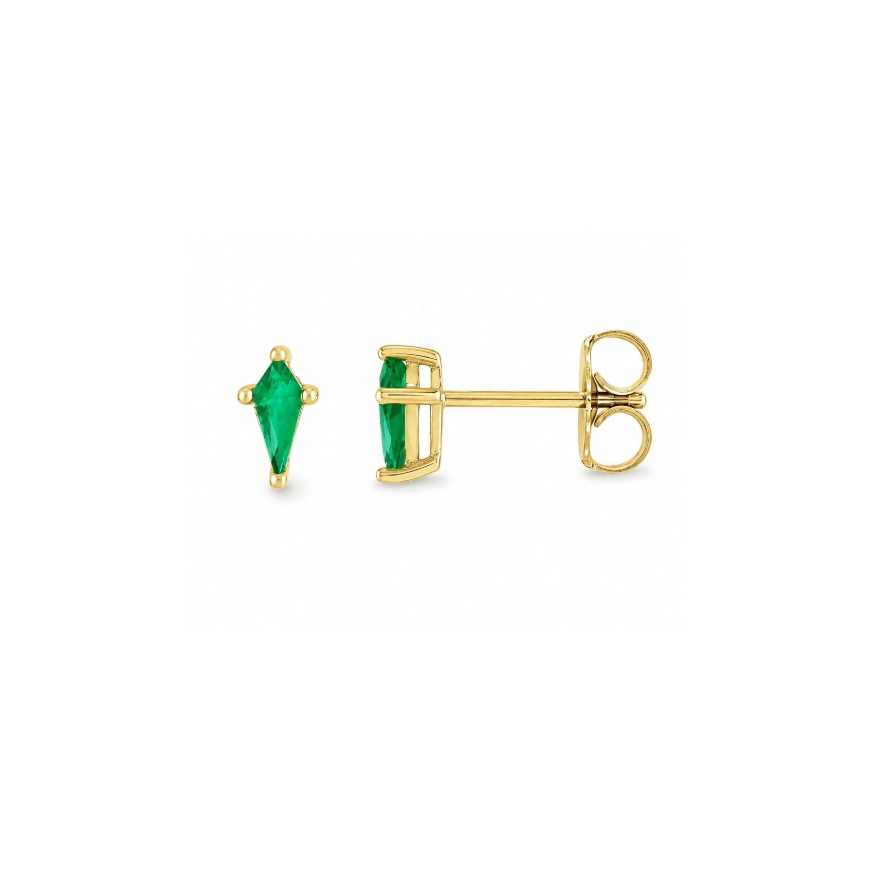 Kite Cut Gemstone Stud Earrings in Solid 14K Gold - Camille Jewelry