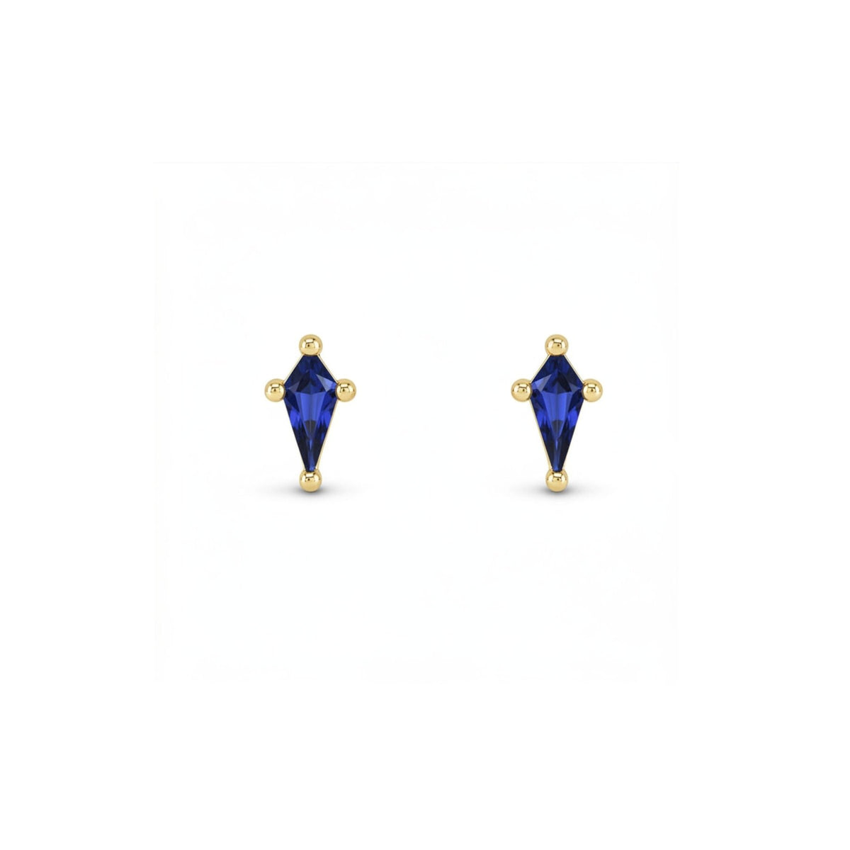 Kite Cut Gemstone Stud Earrings in Solid 14K Gold - Camille Jewelry